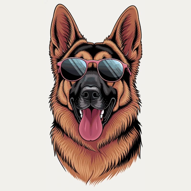 Cool German Shepherd with Sunglasses for