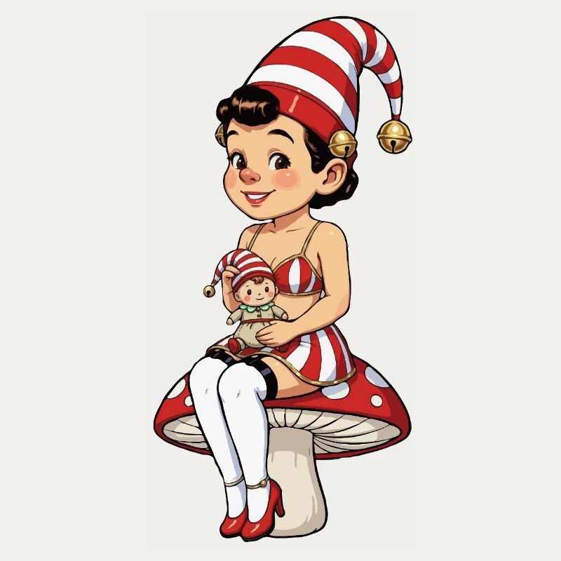 Fille lutin avec poupée bébé