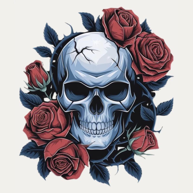 Crâne avec des fleurs de roses