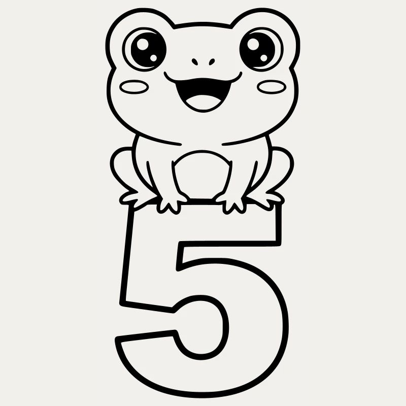 Grenouille joyeuse avec le chiffre 5 (dessin animé)