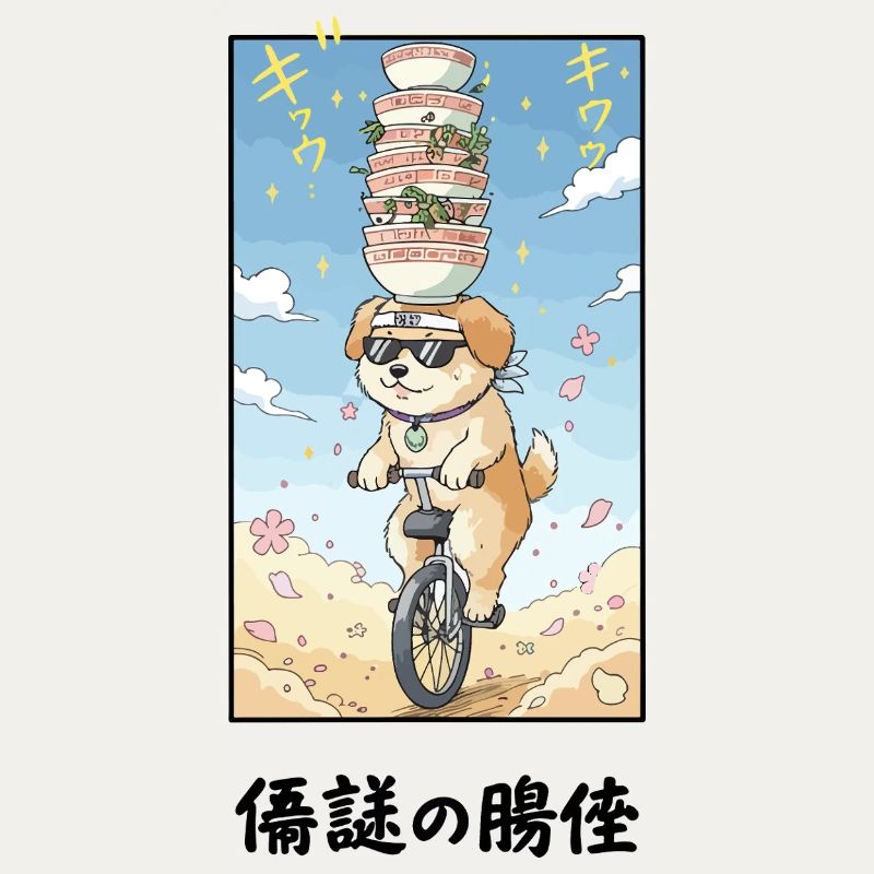 Noodle Stack Pup auf Einrad