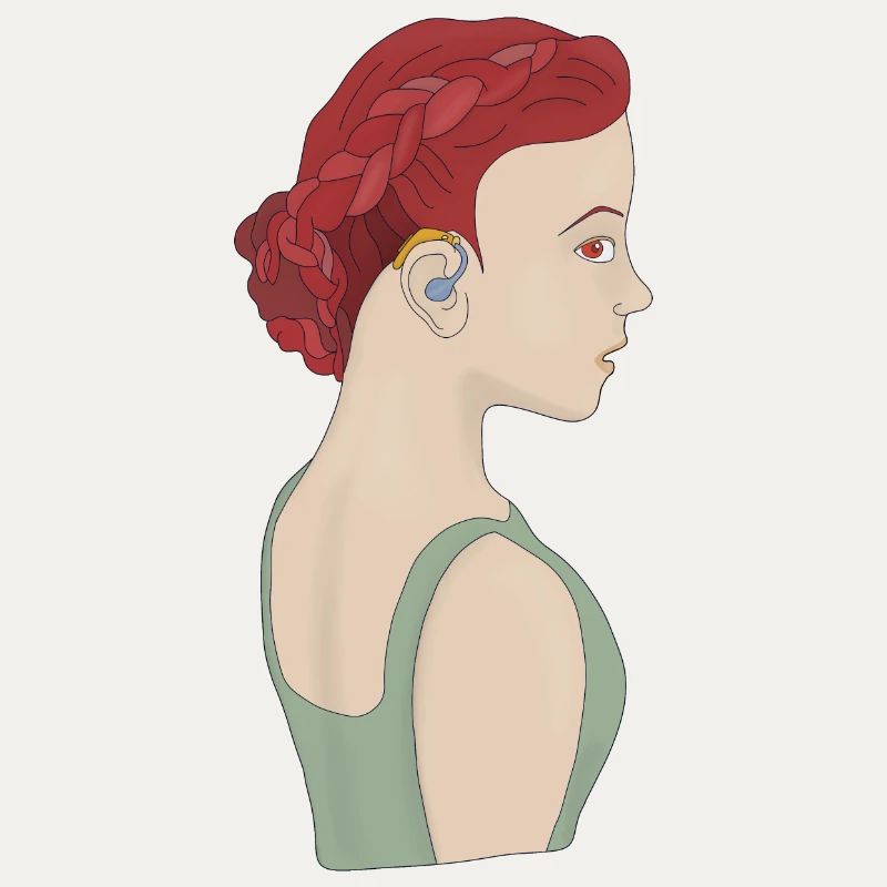 Girl using a hearing aid