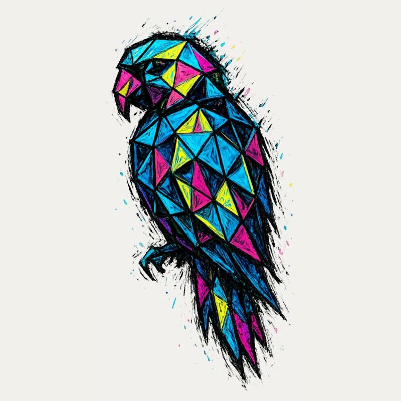 Perroquet Low Poly : Géométrie Colorée