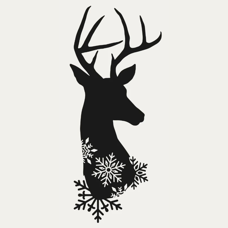 Winterhirsch Silhouette mit Schneeflocken