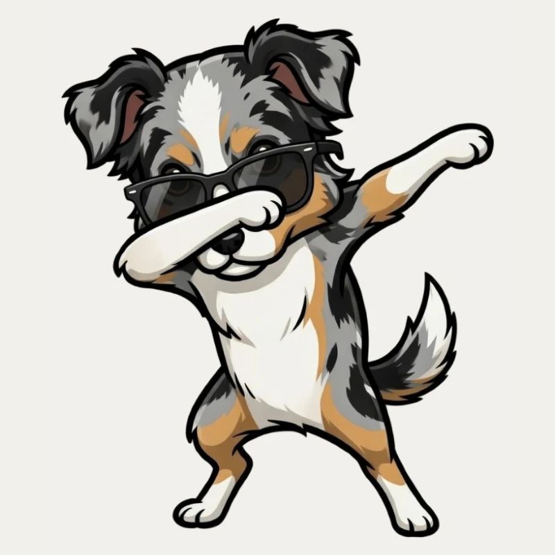 Dabbing Australian Shepherd
