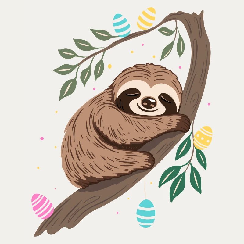 Easter Sloth with Easter Eggs