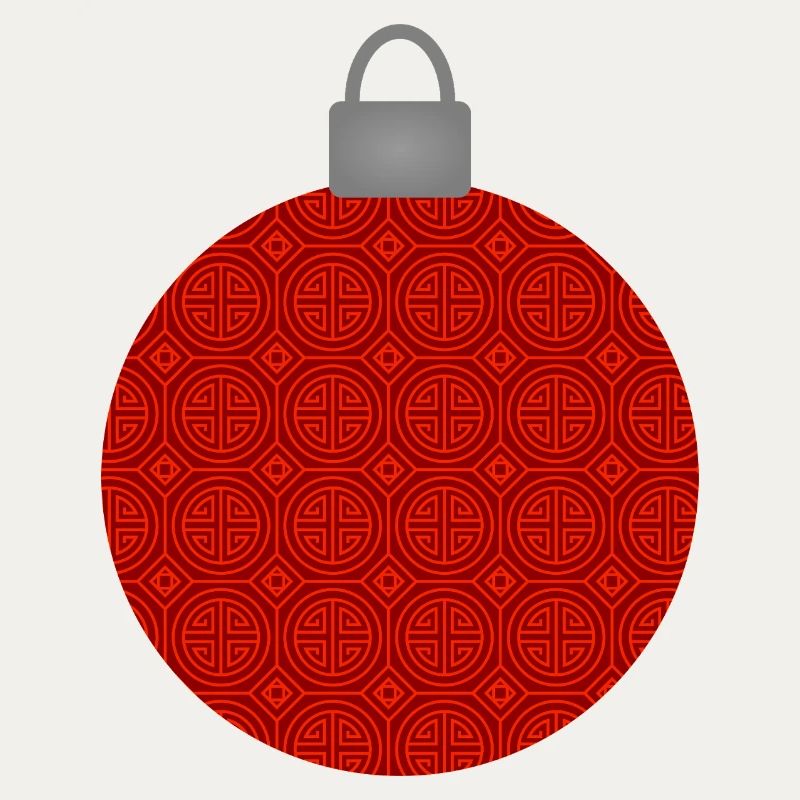 Red Circular Pattern Ornament Christmas Bauble