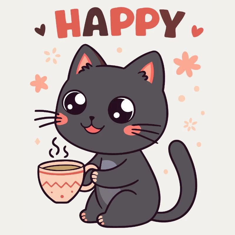 Chat Café Heureux et Doux