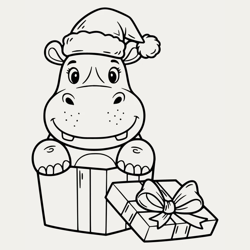 Weihnachts-Nilpferd mit Geschenken