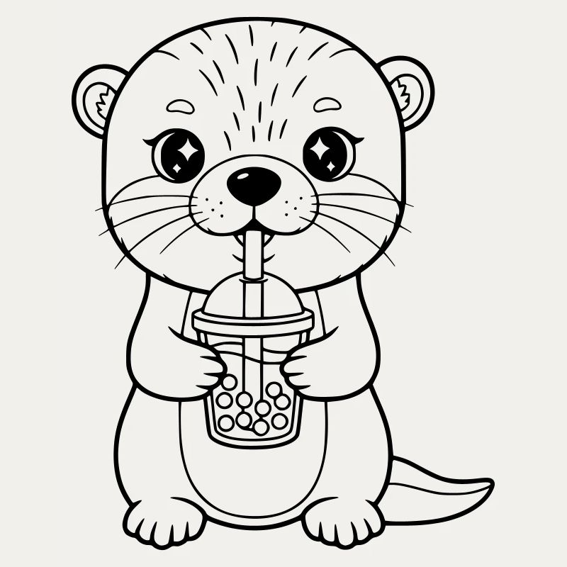 Otter mit Becher