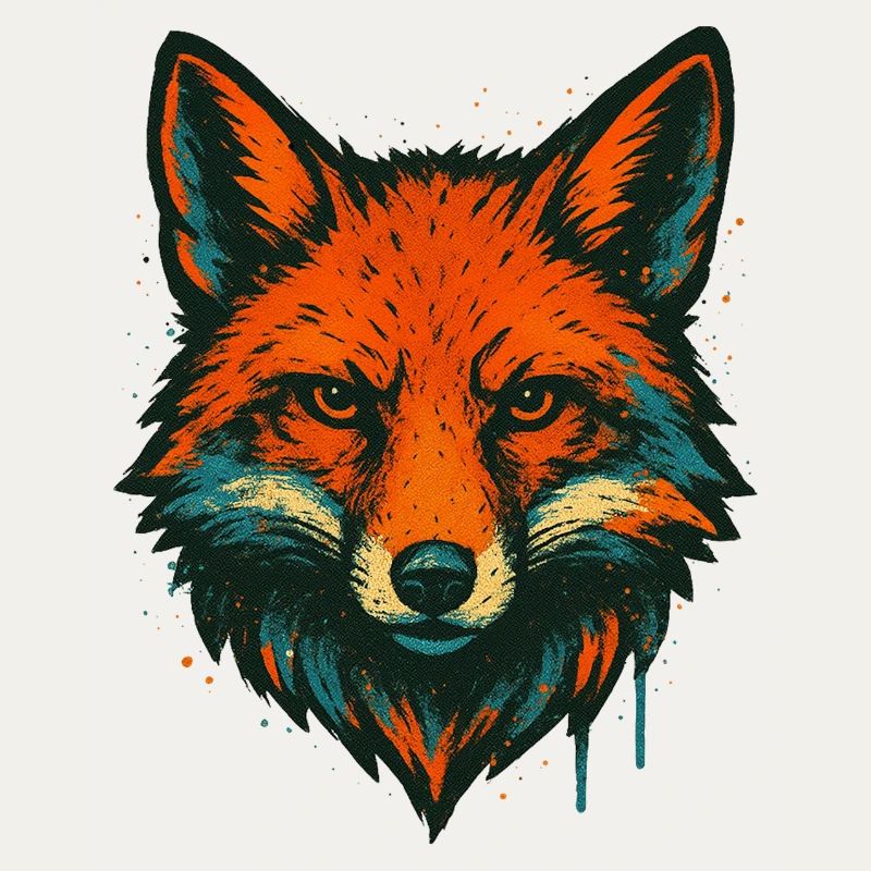 Fuchs im Neon-Graffiti