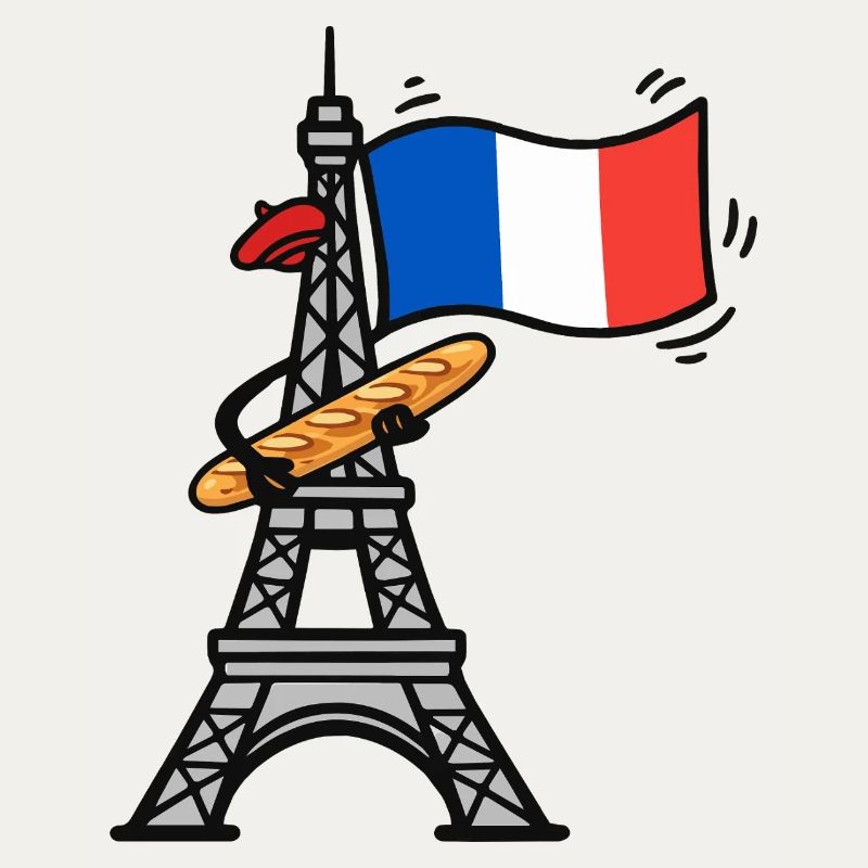 Baguette drôle de drapeau français de la Tour Eiffel