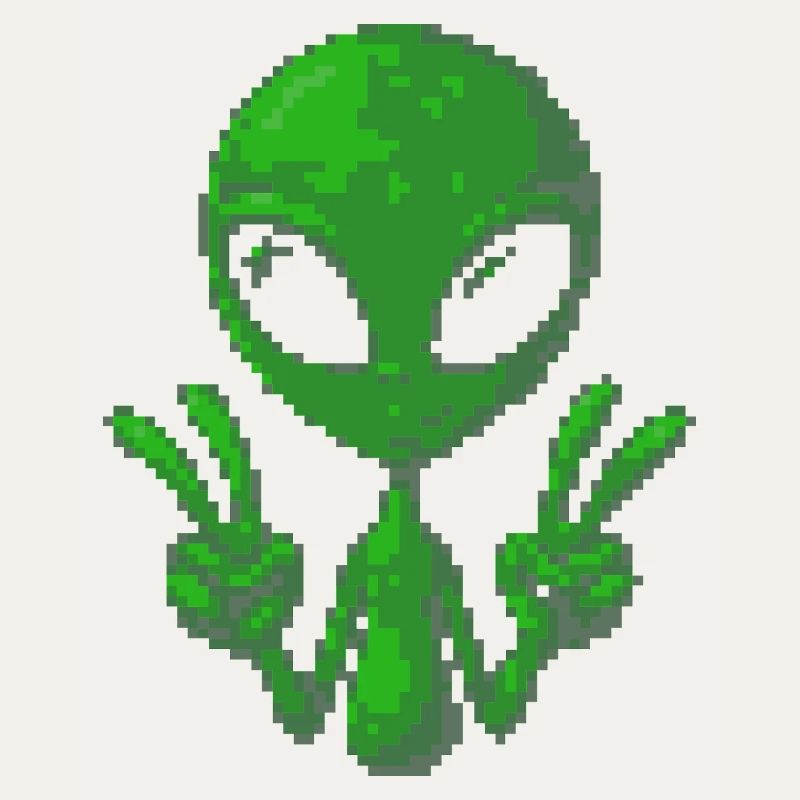 Pixel Alien Friedenszeichen