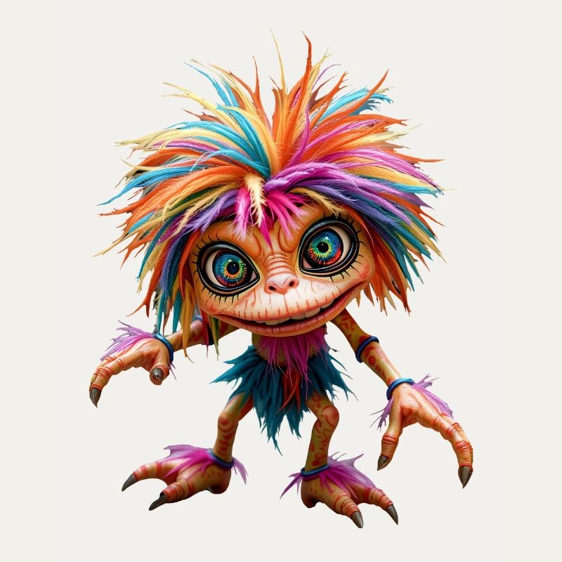 Multicolored furry creature