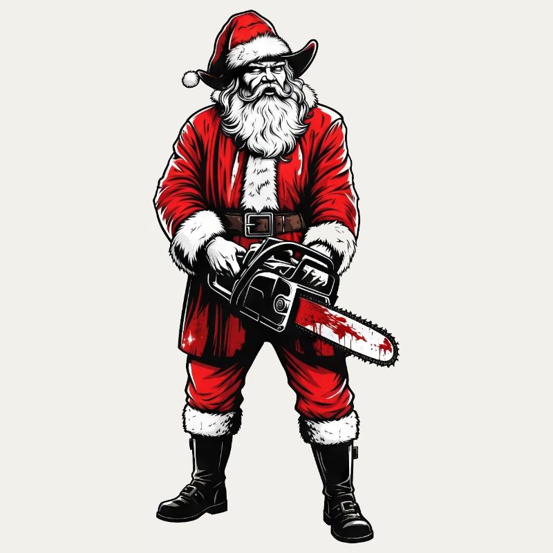 Horror experience Santa Claus with chainsaw