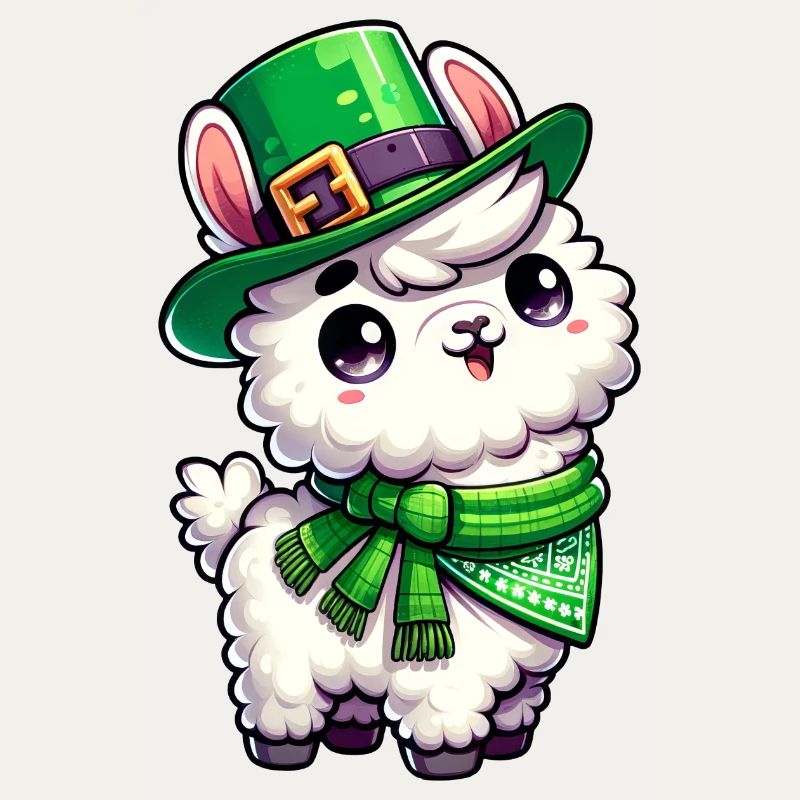 Dessin animé de lama de la Saint-Patrick
