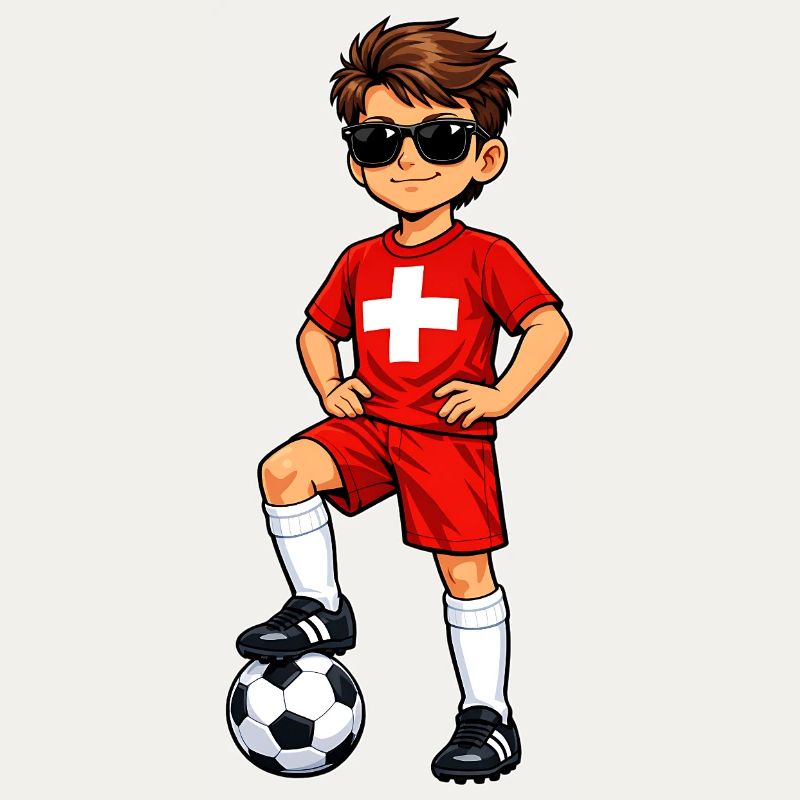 Fußball Junge Schweiz Fan Schweizer Flagge