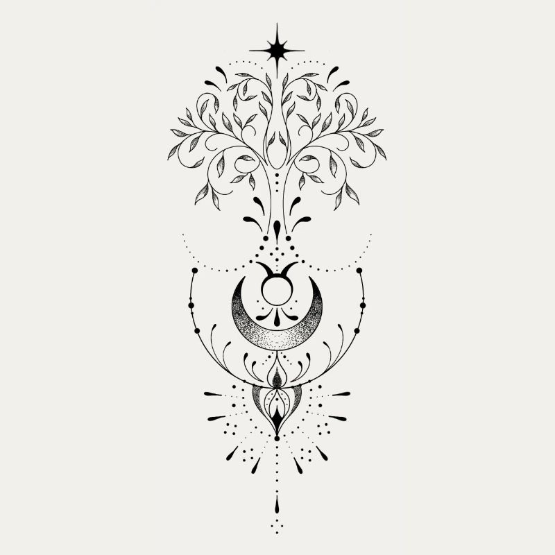 Weiblicher Lebensbaum Mond Sonne Ornament