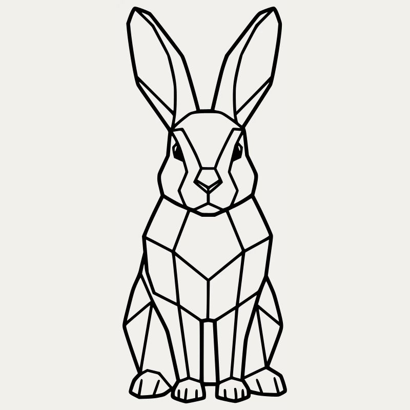 Geometrischer Hase Low Poly Outline