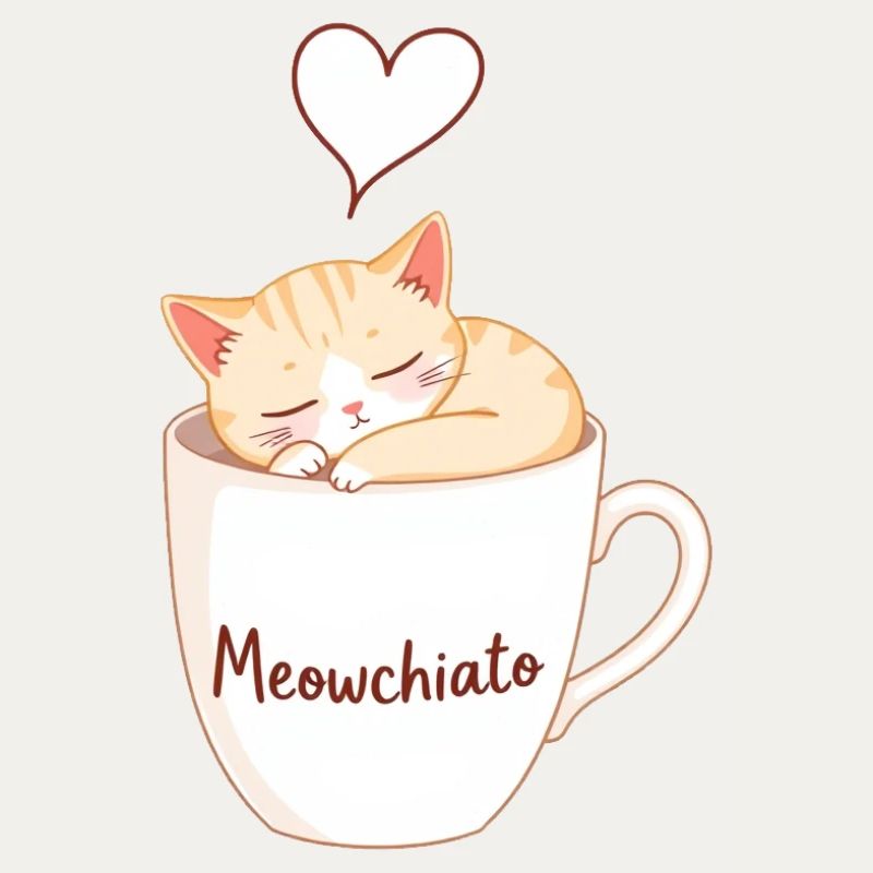 Chat Meowchiato - Conception☕🐱 de chat de café mignon