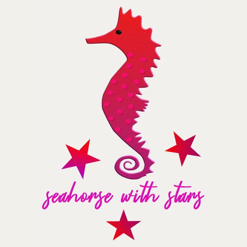 rotes Seepferdchen mit Sternchen pink