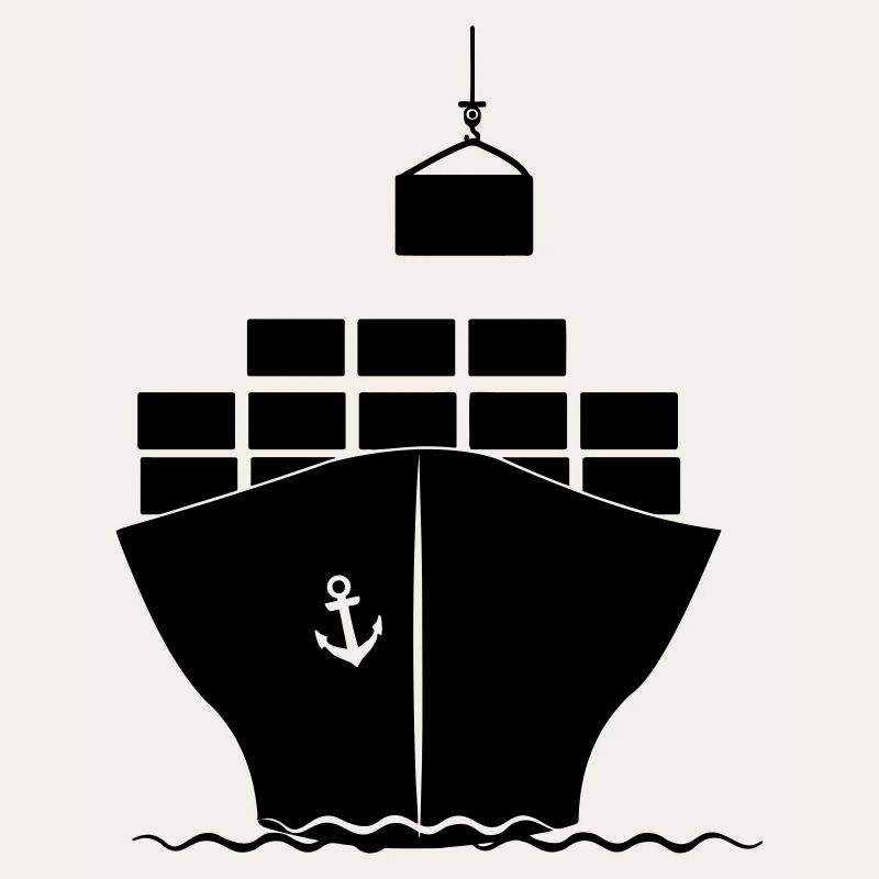 Sea container boat with crane loading