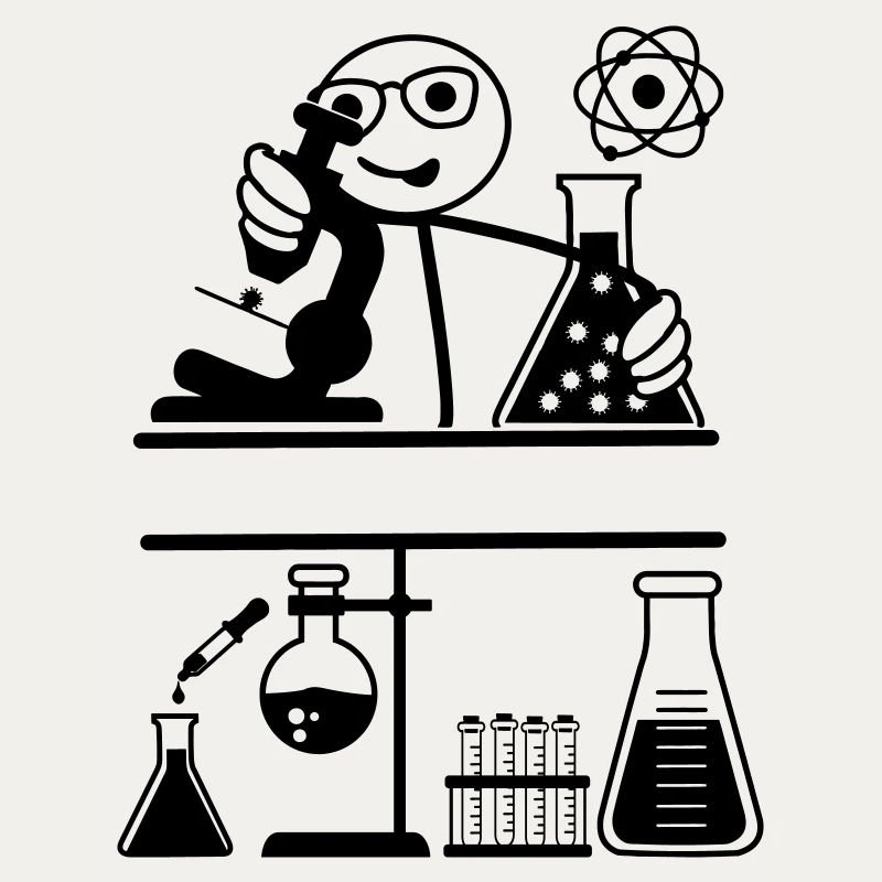 Laboratoire avec des hommes-bâtons regardant dans un microscope