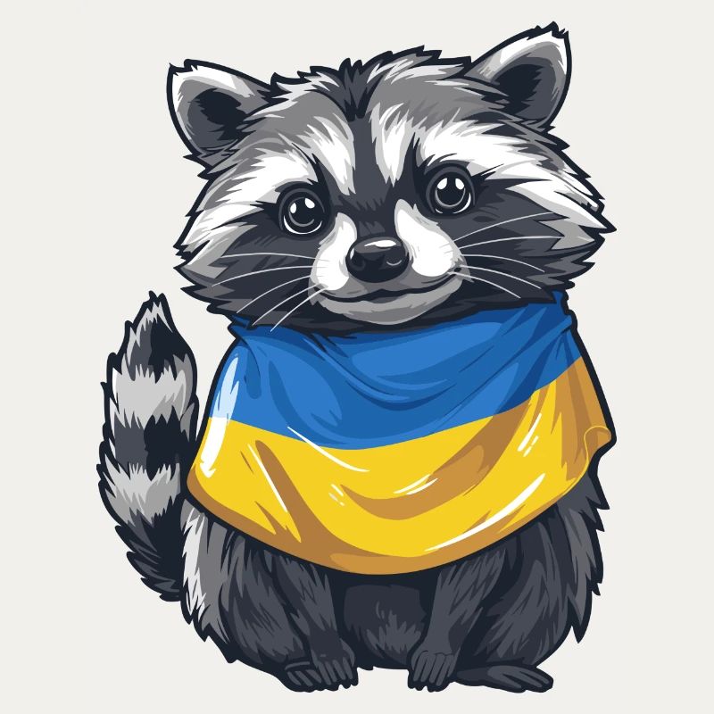 Raton laveur mignon avec bandana ukrainien