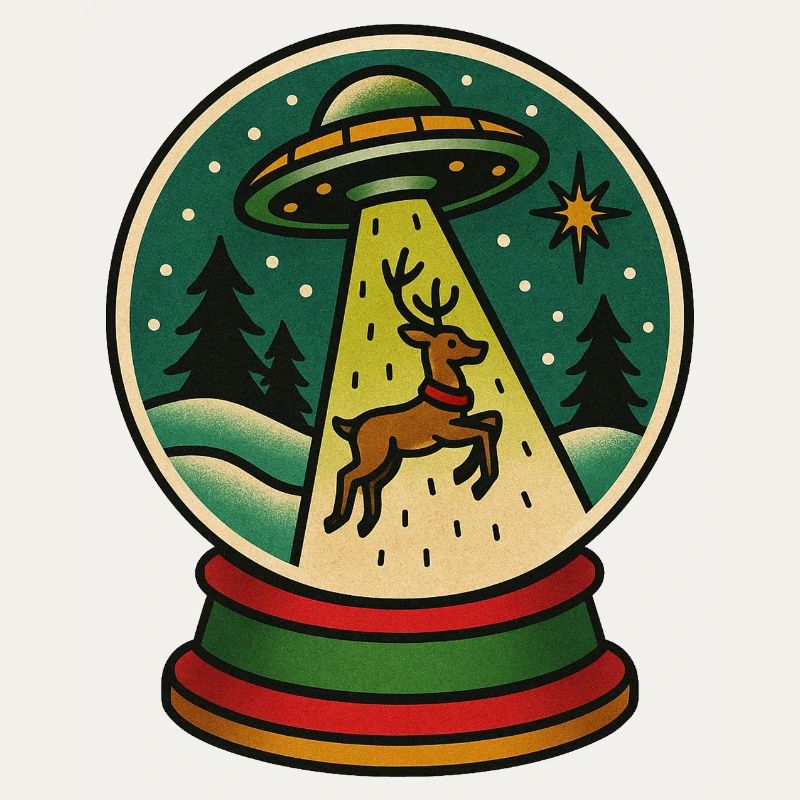 Festive UFO Abduction Scene