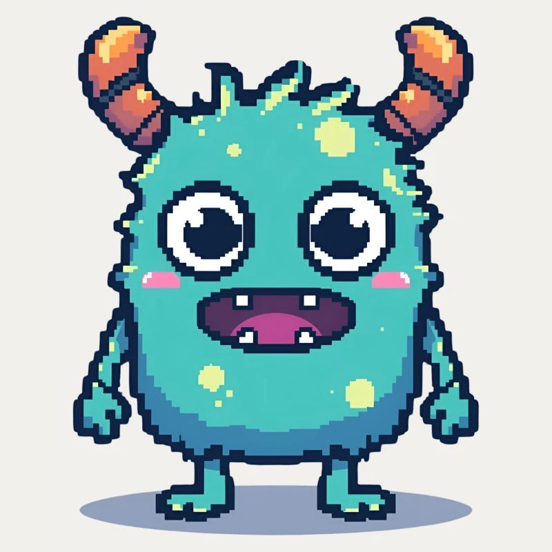 8-Bit Cute Pixel Monster Retro 90s Style