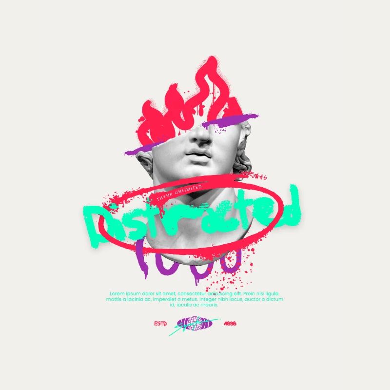 Collage de bustes graffitis au néon