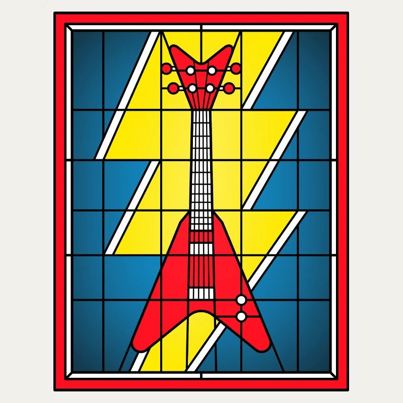 Guitare en vitrail avec éclair