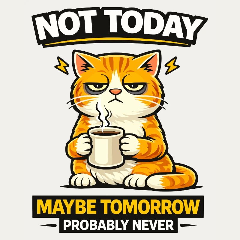 Not Today Cat Coffee Procrastination