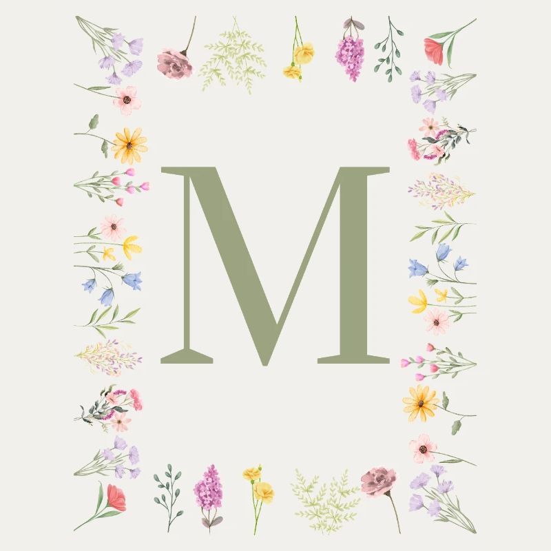 Initiale M Blumen Monogramm