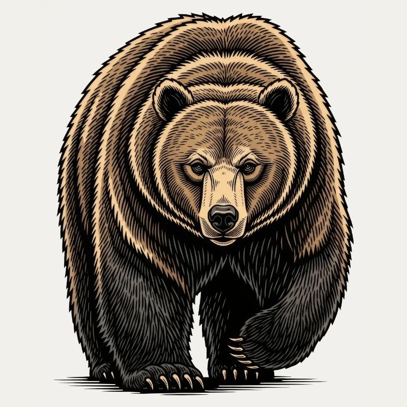 Illustration d’art au trait de Bear Watcher