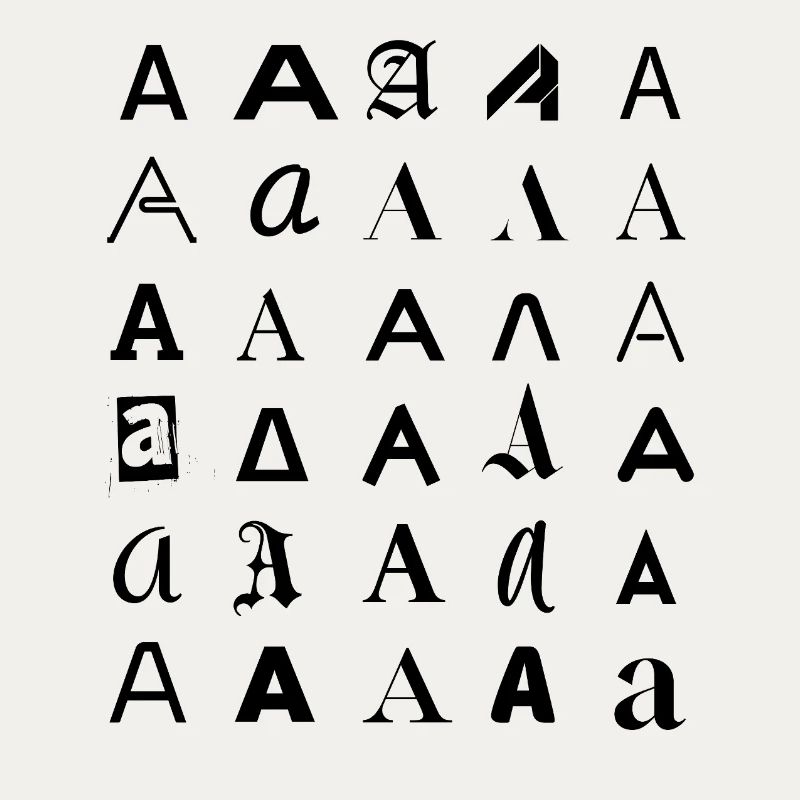 Typografie: Ein Buchstabenvariationsdesign.