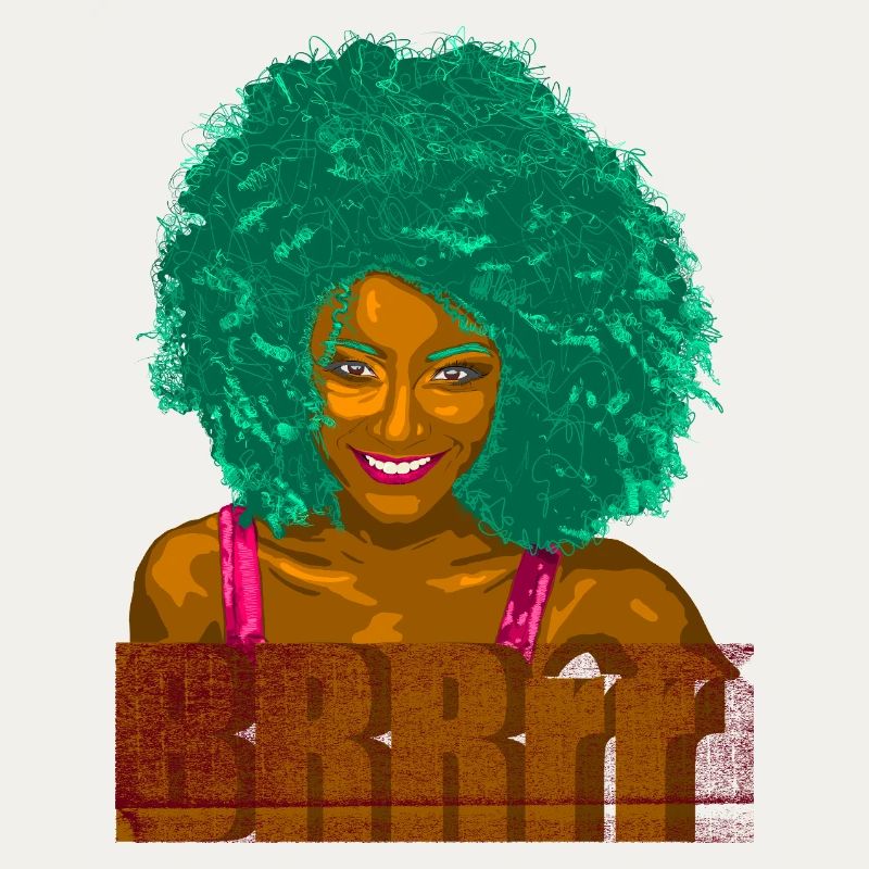 Turquoise Afro Pop Portrait