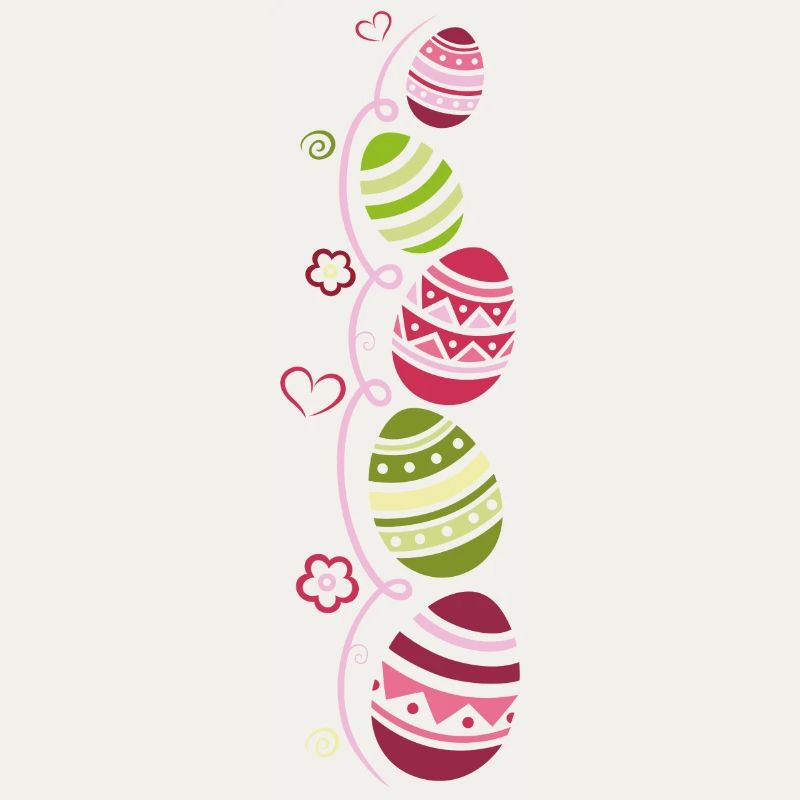 Colorful easter eggs with flowers and hearts.