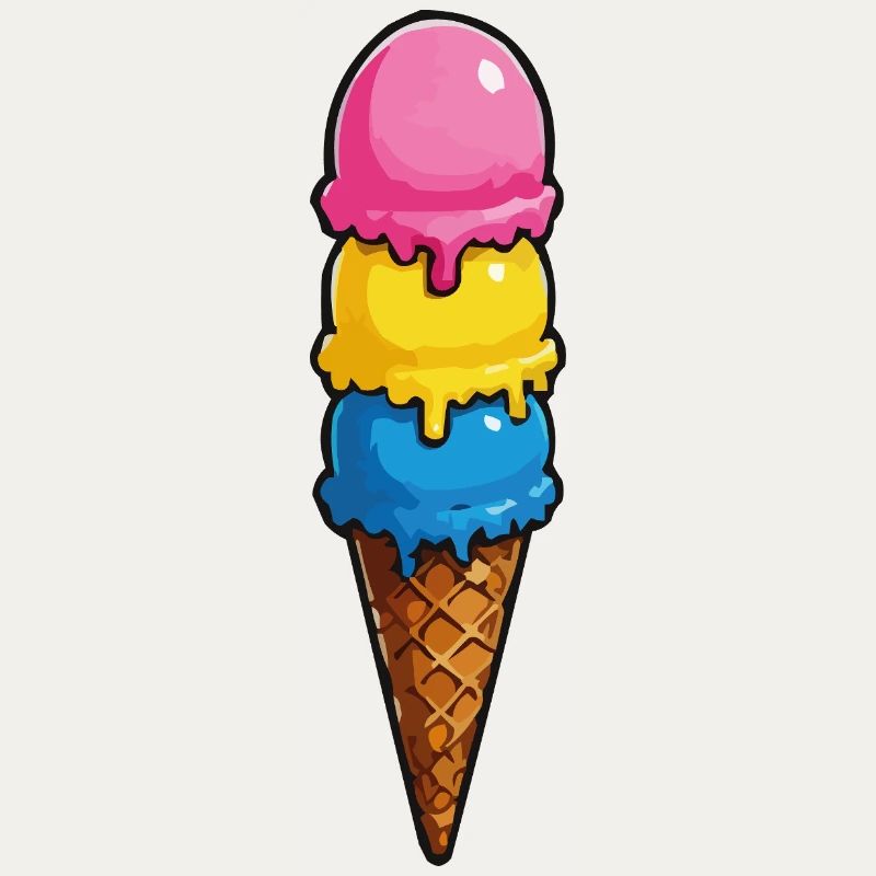 Dreifarbene Eiscreme Pyramide