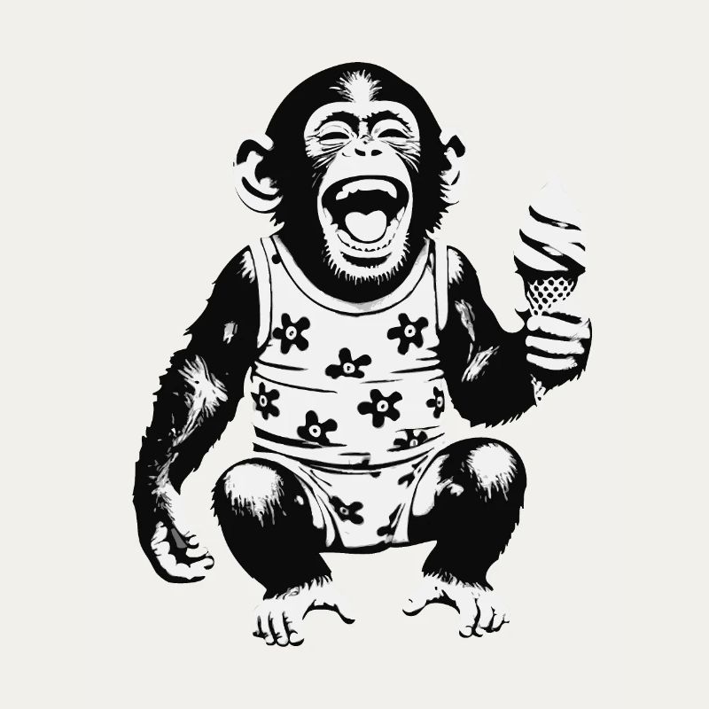 Lachendes Äffchen mit Eis