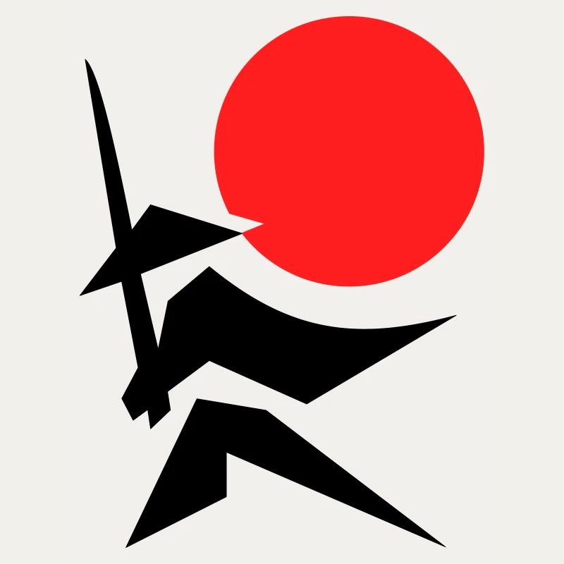 Abstraktes Bild mit Samurai Rot Schwarz