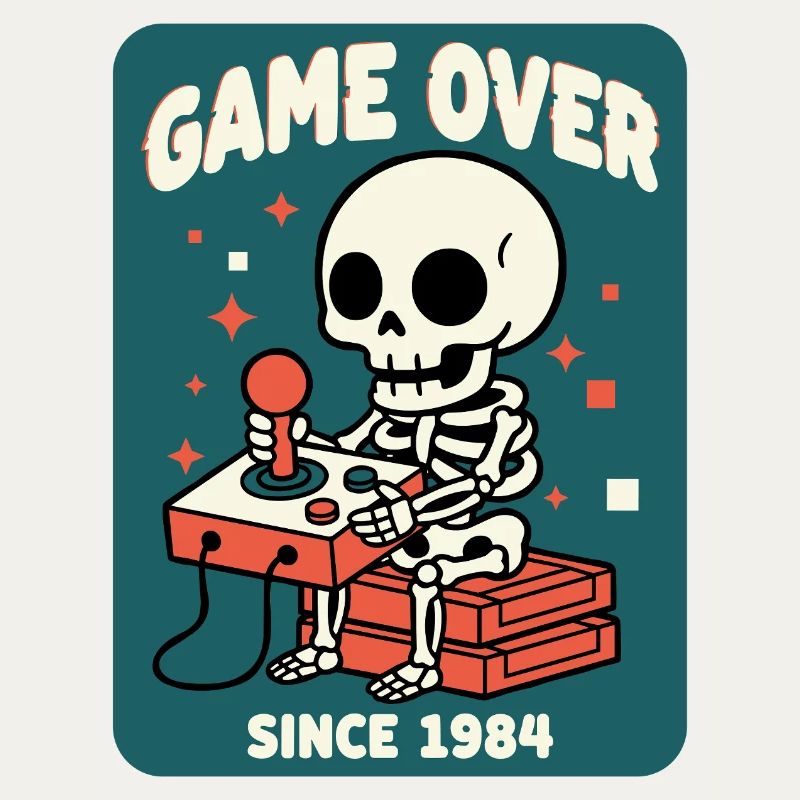 Game Over 1984 Retro Skeleton Arcade