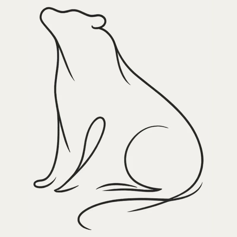 Silent Bear Silhouette in Minimal Flowing Lines II