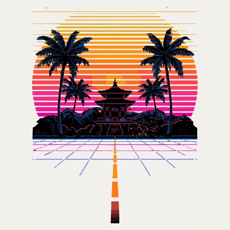 Vaporwave Synthwave Retro Pixel Aesthetic Design