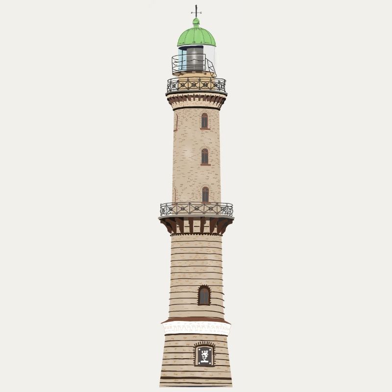 Lighthouse Warnemünde without text, Baltic Sea