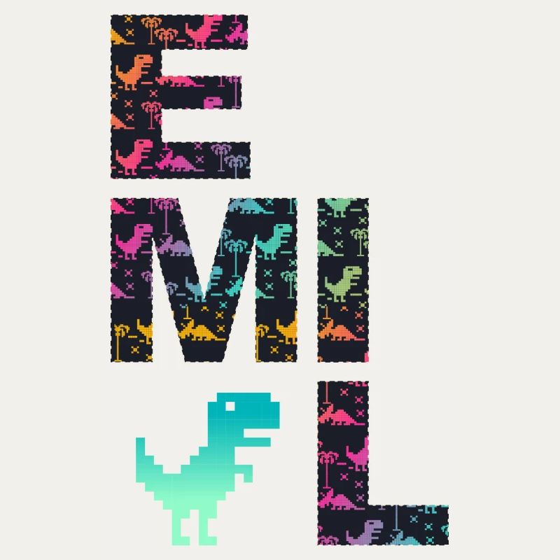 EMIL - Beautiful boy name with dinosaur