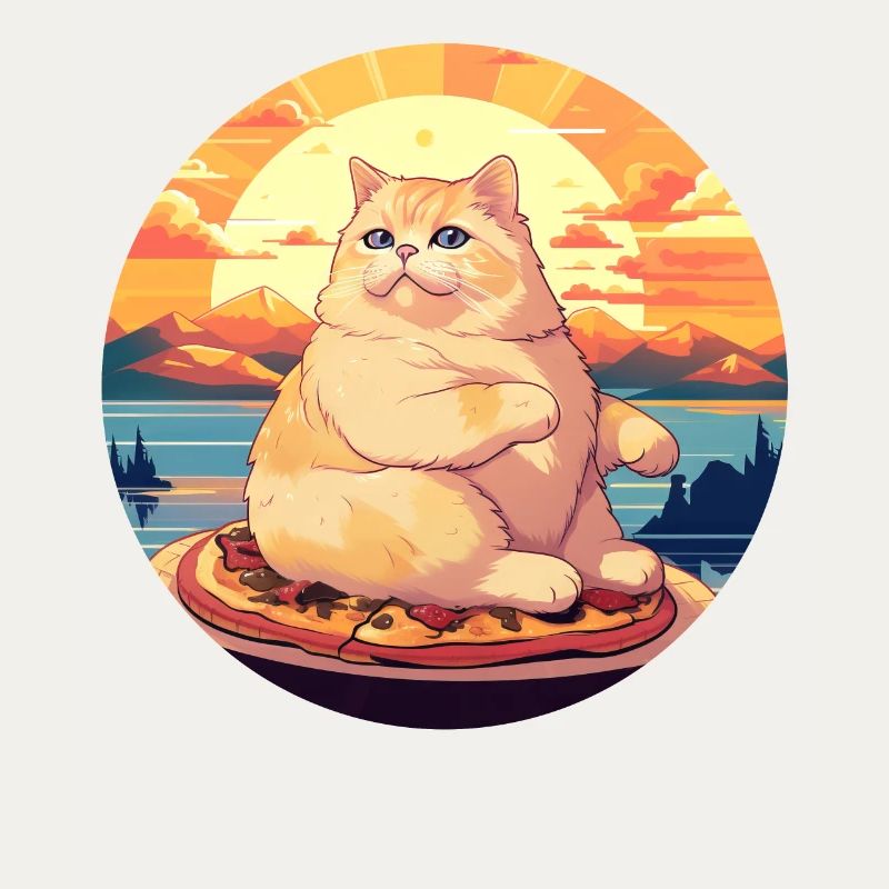 Sunset Feast: Chubby Cat Enjoys