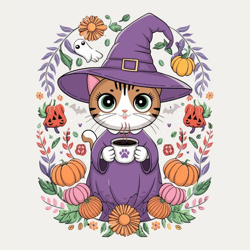 Sort d'Halloween de sorcière de chaton