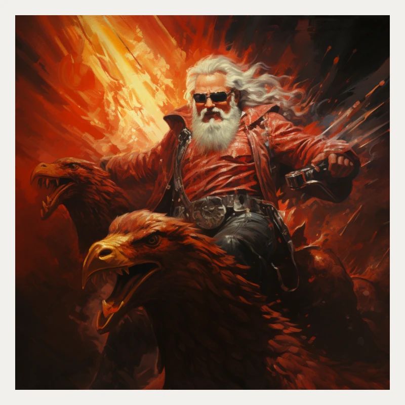 Santa rides through hell flying devil birth