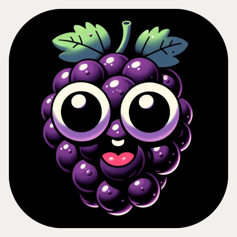 Violet raisin avec les yeux et la bouche dans un style comique